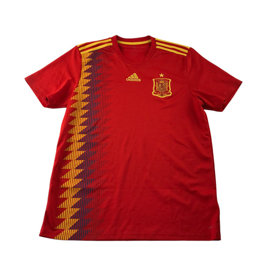 Adidas Spain National Football 2018 Home Strip Adult Size L Yellow Blue and Red Diamond Graphic