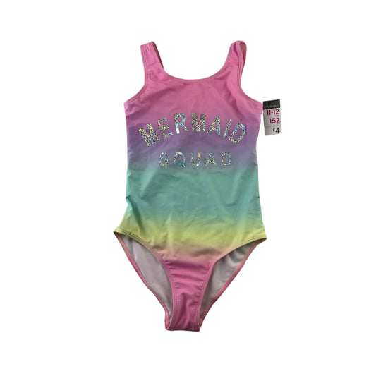 Primark swimsuit 11-12 years multicolour pastel mermaid squad one piece cossie