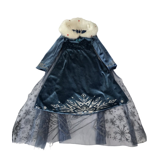 Snow Queen Dress Costume 4-5 years blue velvet with white fur