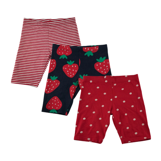 F&F shorts set 5-6 years red white and navy strawberries and polka dots