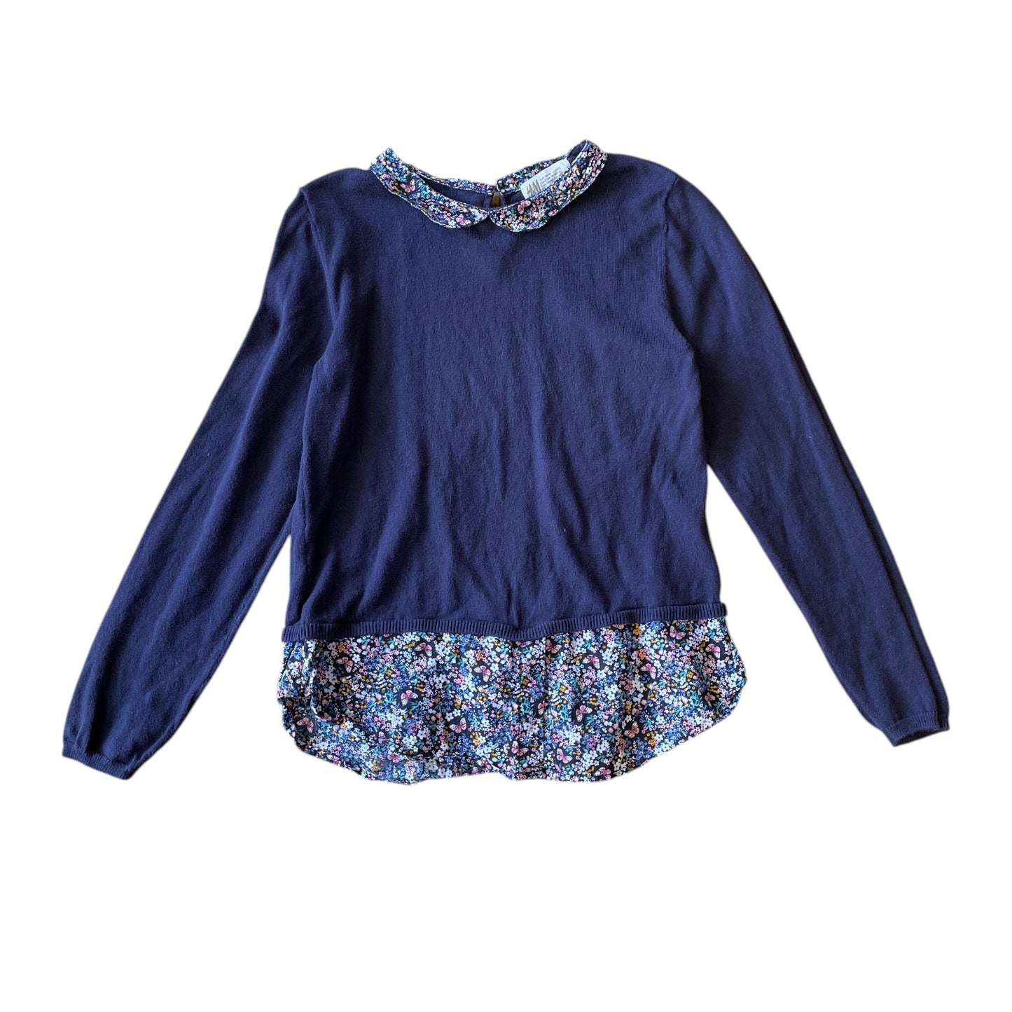 H&M 9-10 years black floral jumper blouse cotton