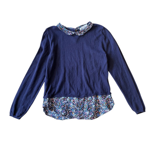 H&M 9-10 years black floral jumper blouse cotton