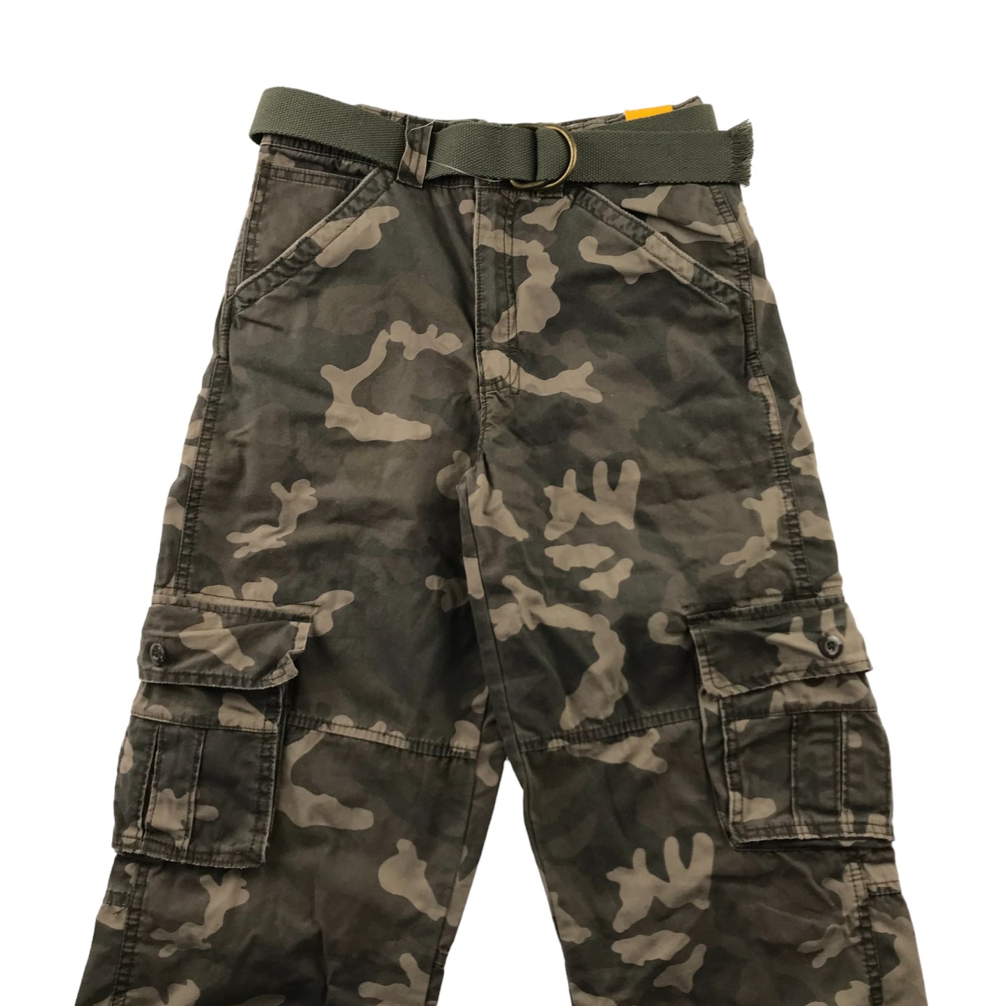 Matalan Cargo Trousers Age 11 Green Camo Trousers Belt Pockets Cotton