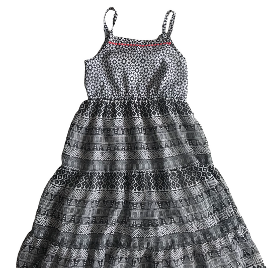 Dress - Maxi, Grey Pattern & Pink Details - Age 6