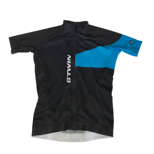 Decathlon Btwin Black and Blue Cycling Top Age 10