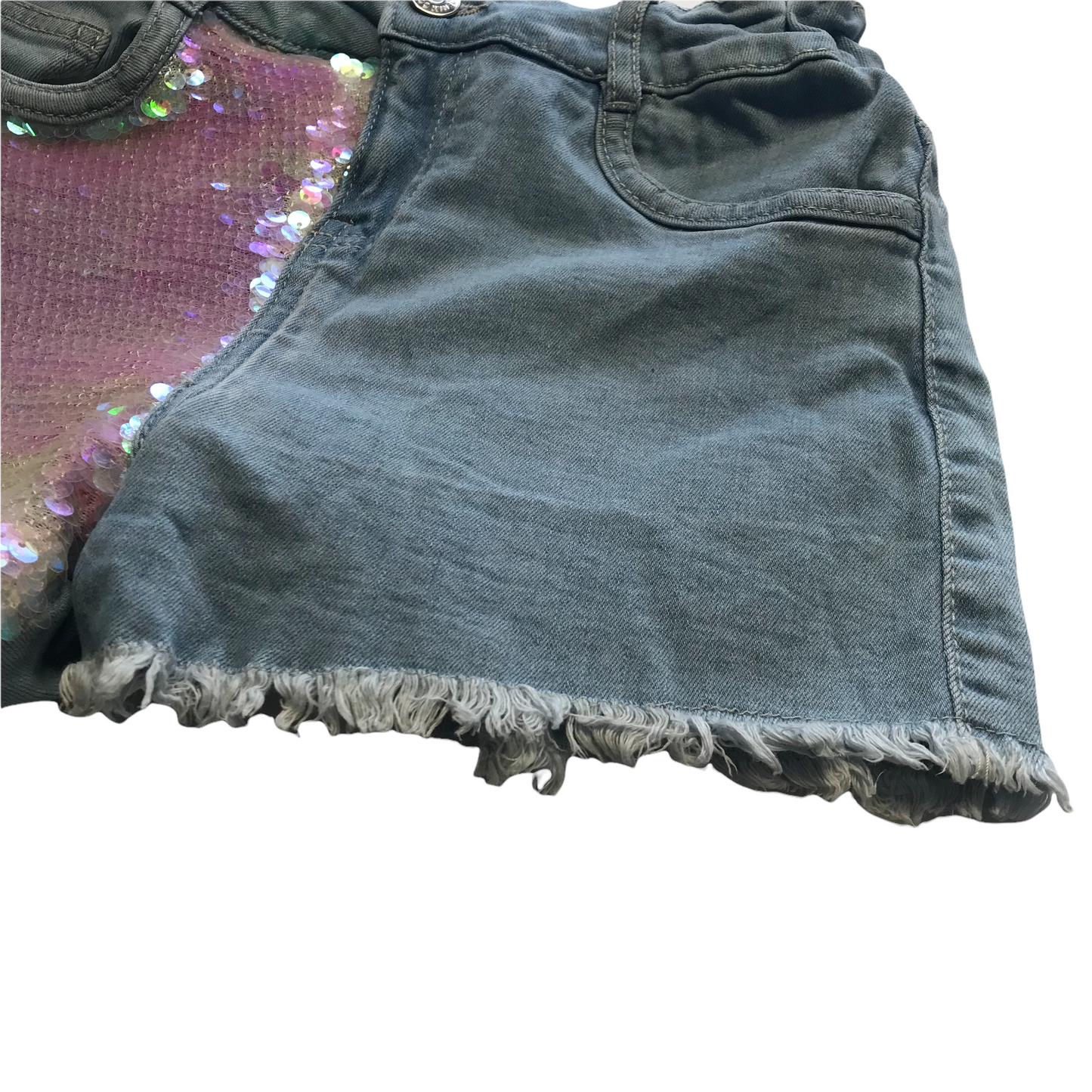 Primark Light Blue Sequin Denim Shorts Age 10