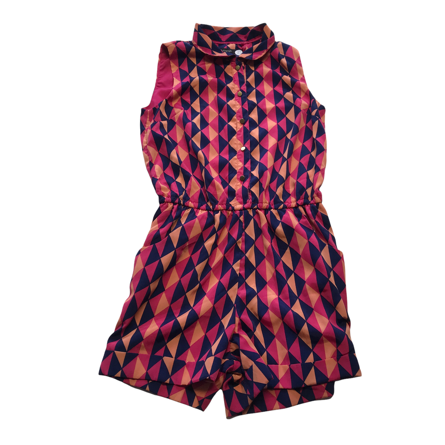 M&S Colourful Diamond Pattern Playsuit Age 10