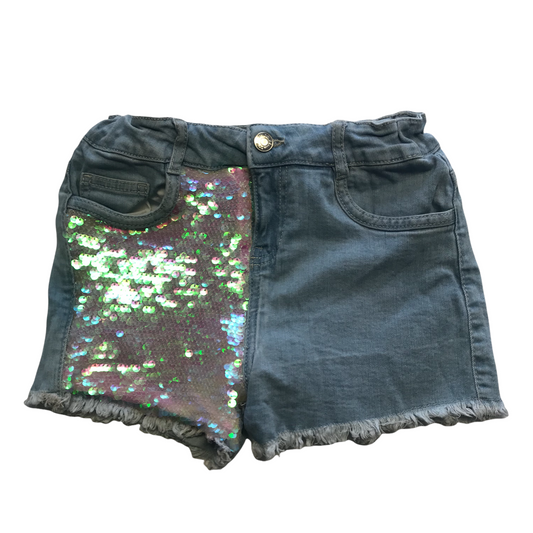 Primark Light Blue Sequin Denim Shorts Age 10