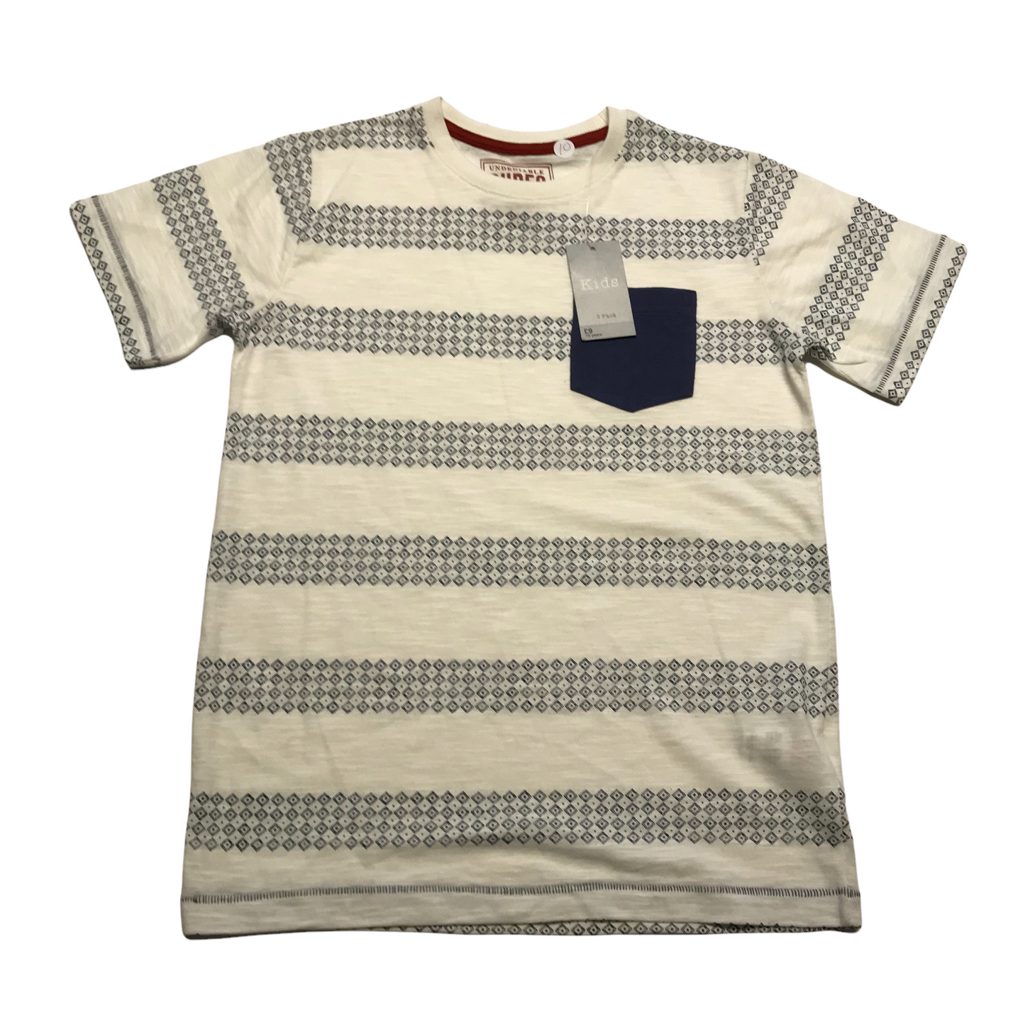 Matalan White Diamonds Stripes T-shirt Age 10