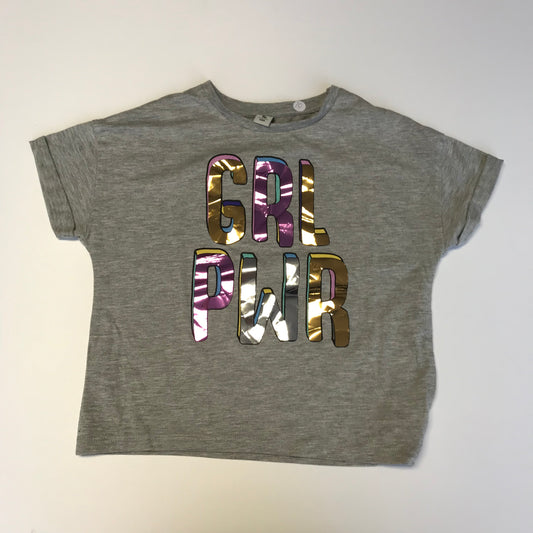 Tu Grey Cropped GRL PWR T-shirt Age 10