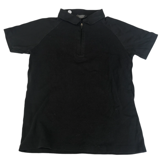 Primark Black Zip Polo Shirt Age 10