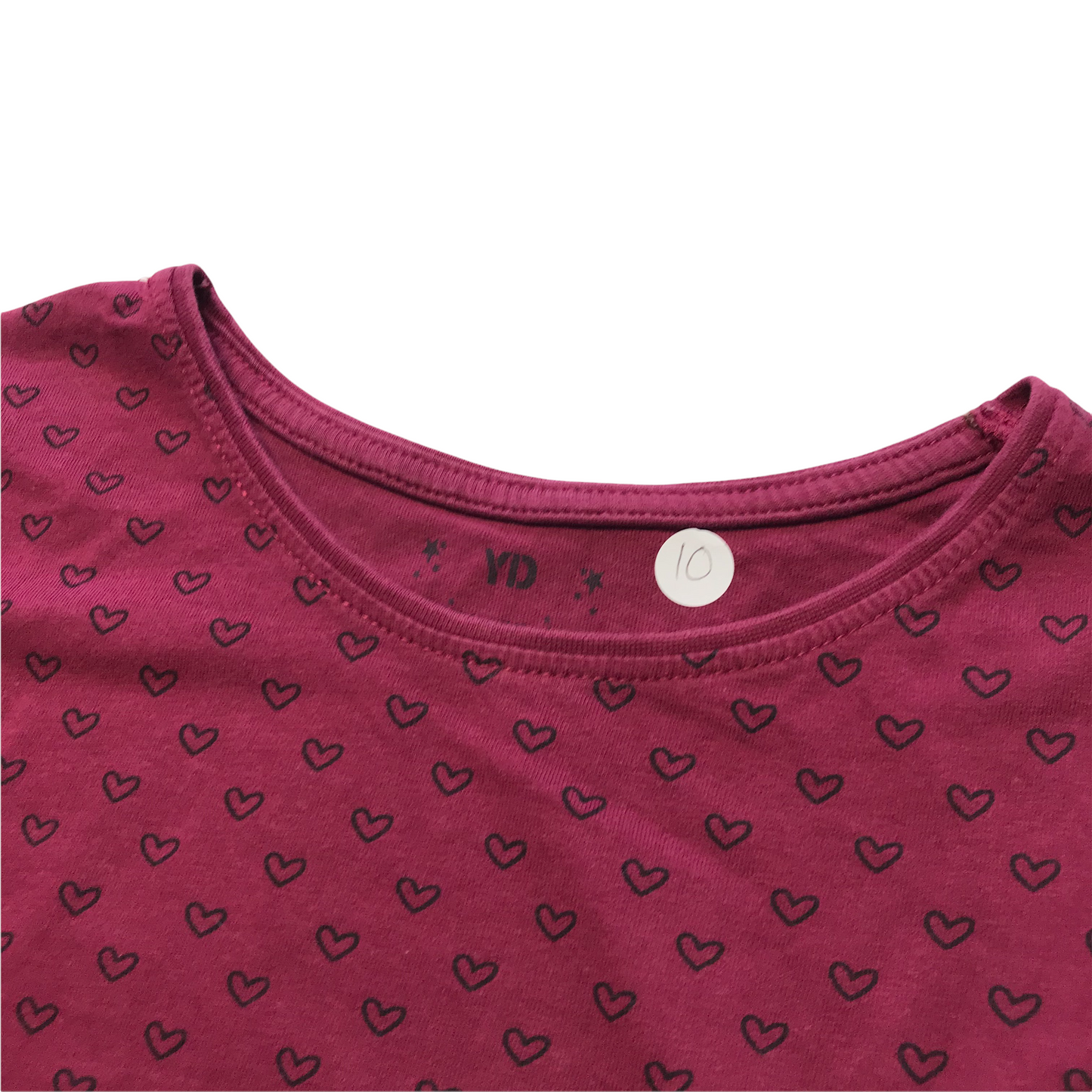 YD Burgundy Purple Hearts T-shirt Age 10