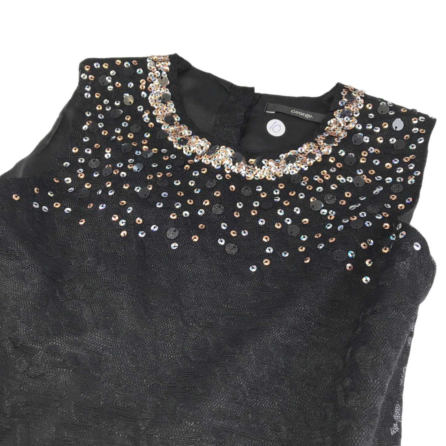 George Black Sequin Collar Dress Age 10