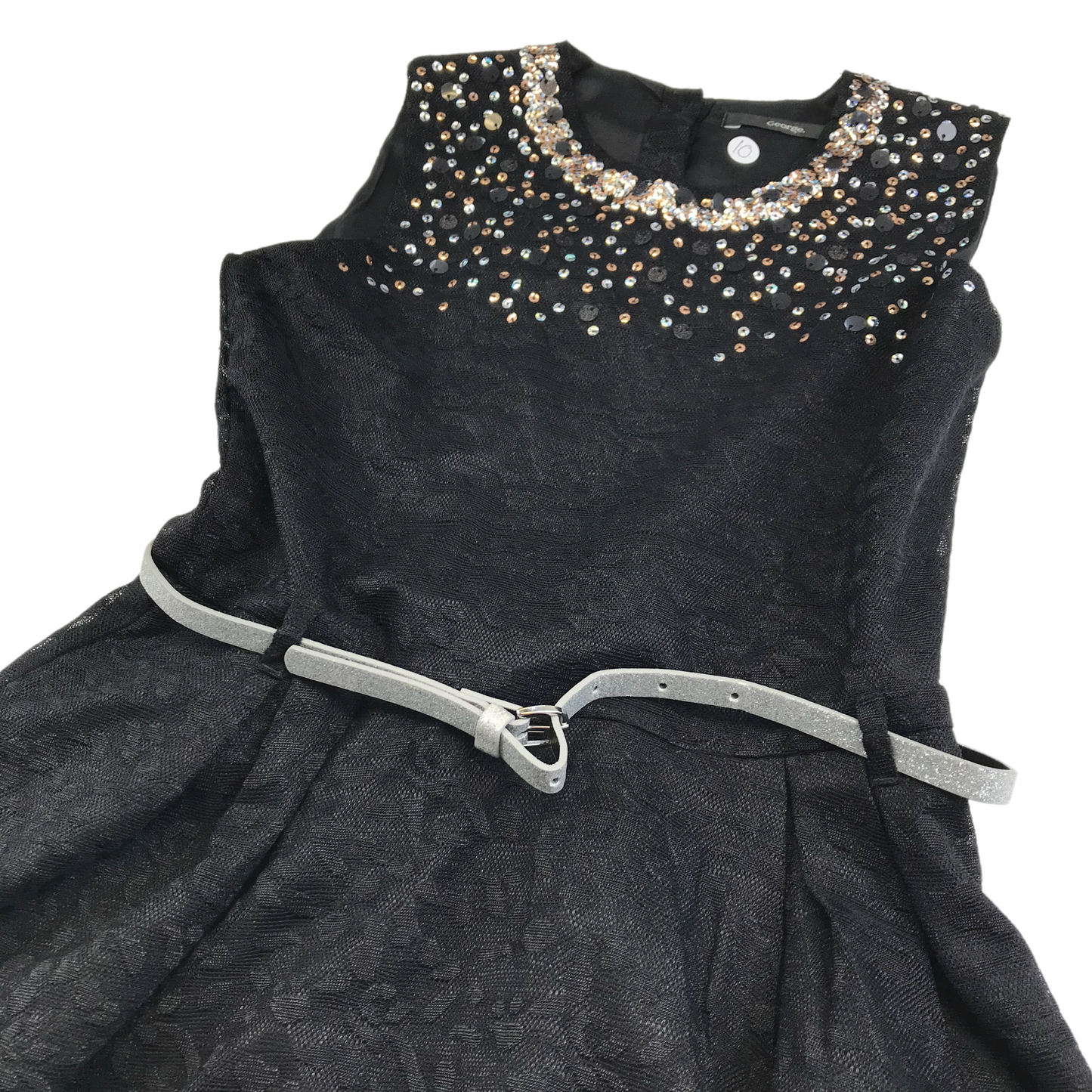 George Black Sequin Collar Dress Age 10