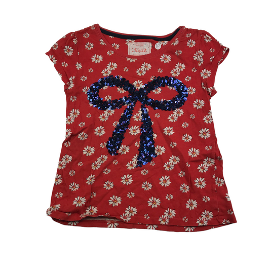 Next Red Floral Bowtie T-shirt Age 10