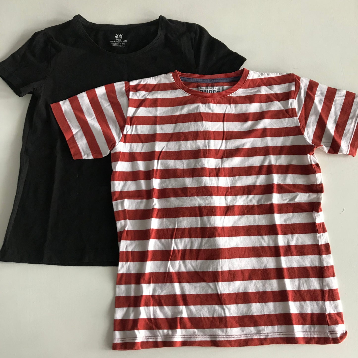 Matalan Red Clay Stripy and H&M Black T-Shirt Bundle Age 10