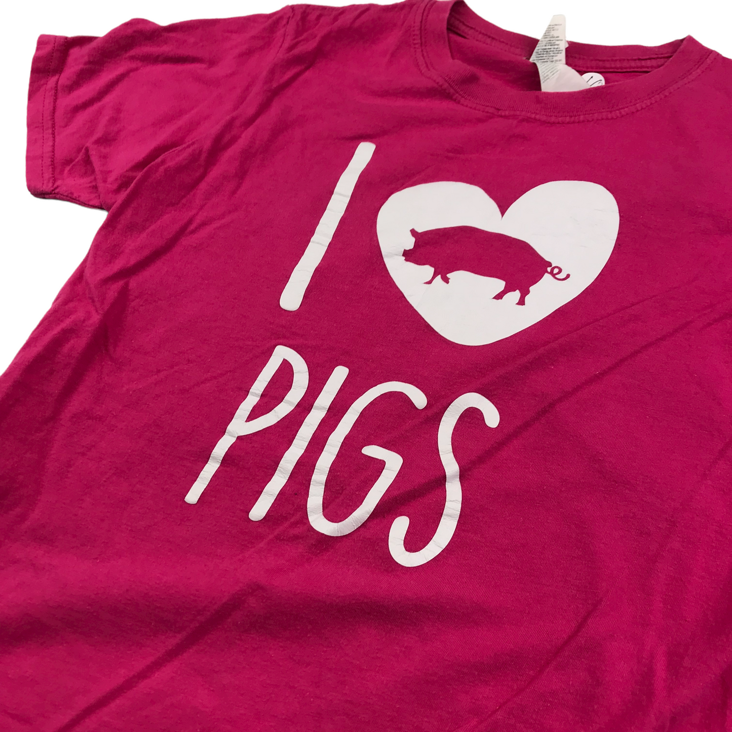 Gildan Pink I Love Pigs T-shirt Age 10