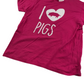 Gildan Pink I Love Pigs T-shirt Age 10