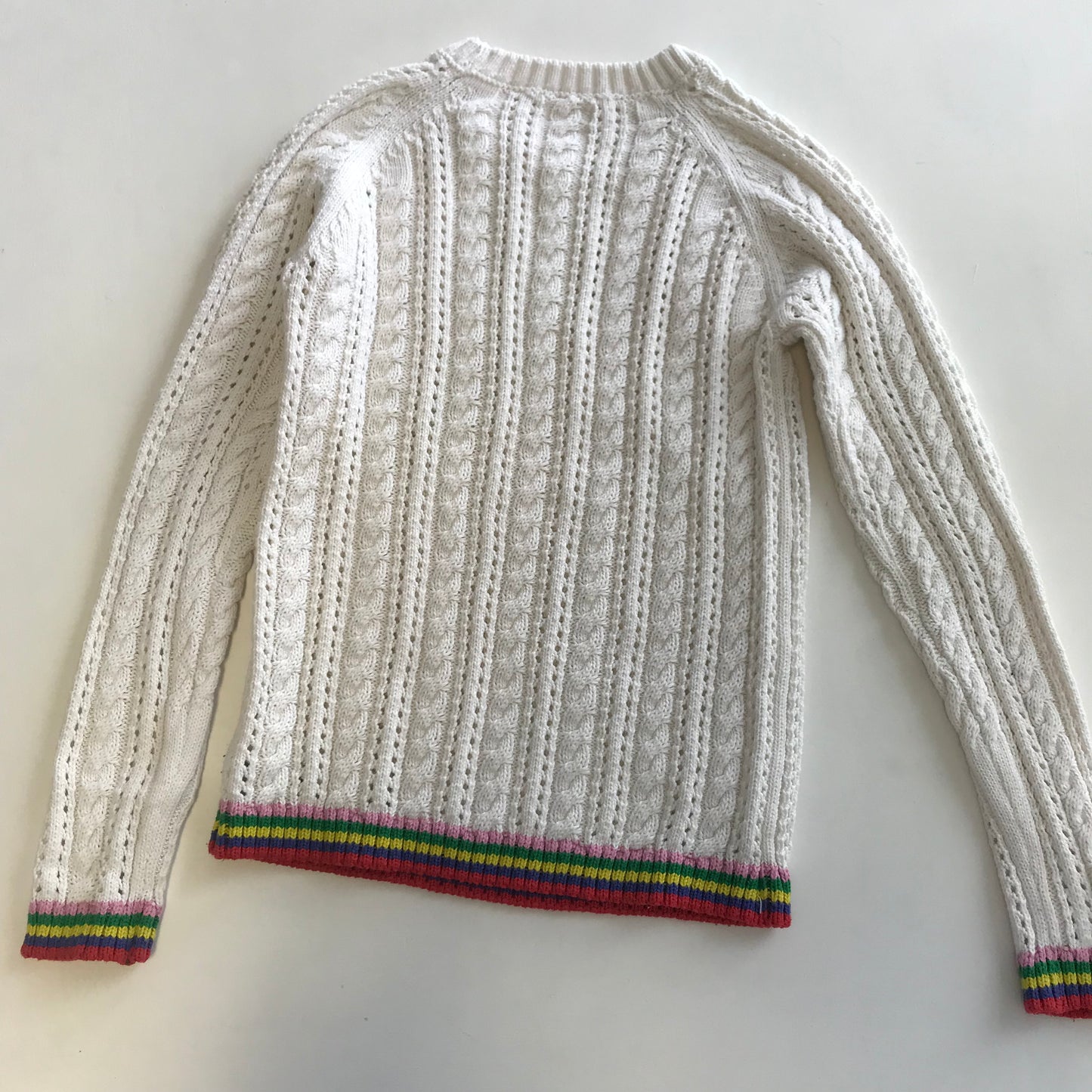 Next White Knitted Jumper with Rainbow Trim Age 11