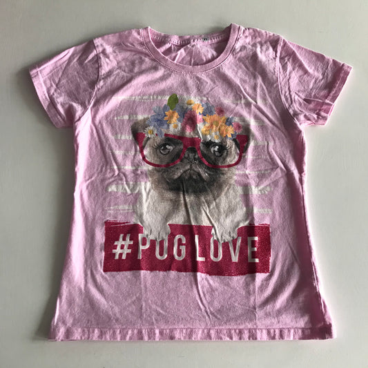 Pink Pug Love T-shirt Age 11