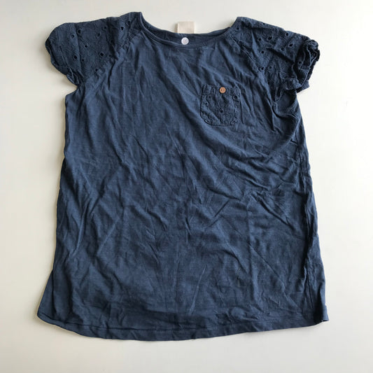 T-shirt - Navy Embroidery Detailing - Age 11