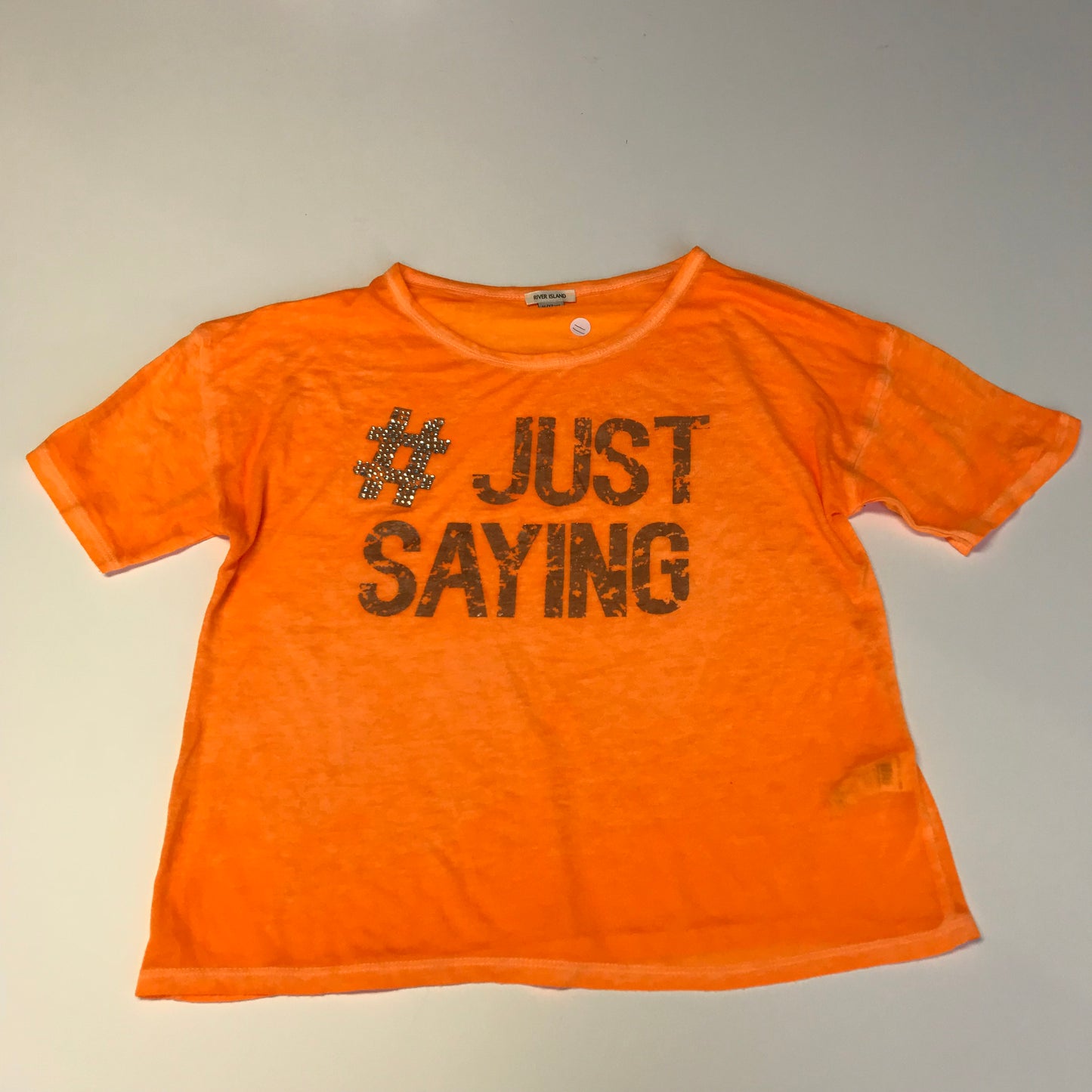 River Island Orange Just Saying T-shirt Age 11