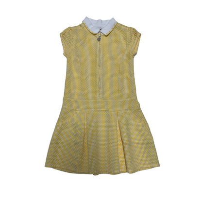 Yellow gingham with zipper school summer dress