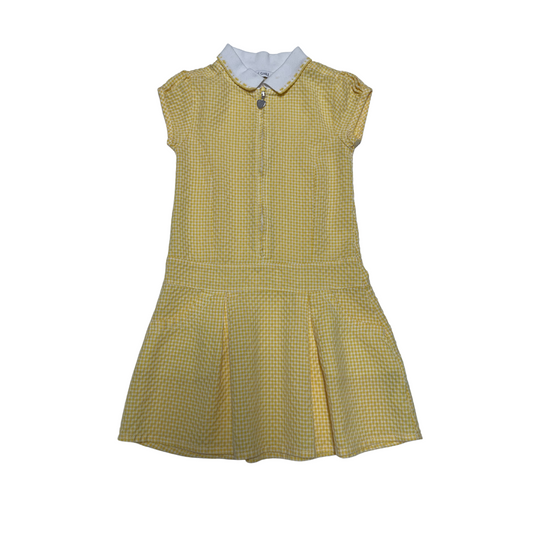 Yellow gingham with zipper school summer dress