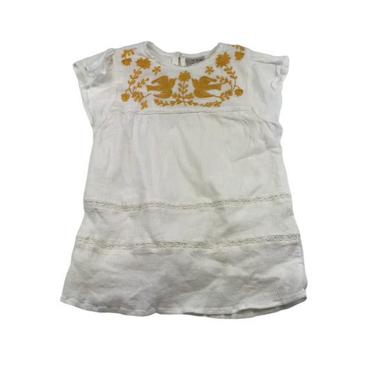 Next White and Yellow Embroidery Blouse Top Age 11