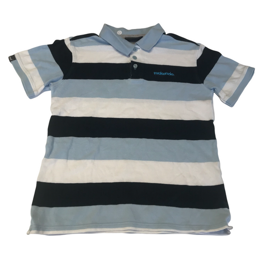 McKenzie Blue and White Stripy Polo Shirt Age 11