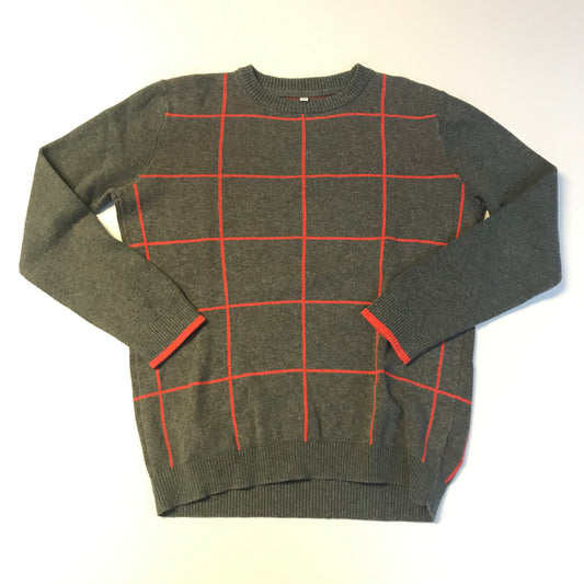 Grey and Orange Checked Jumper Age 11