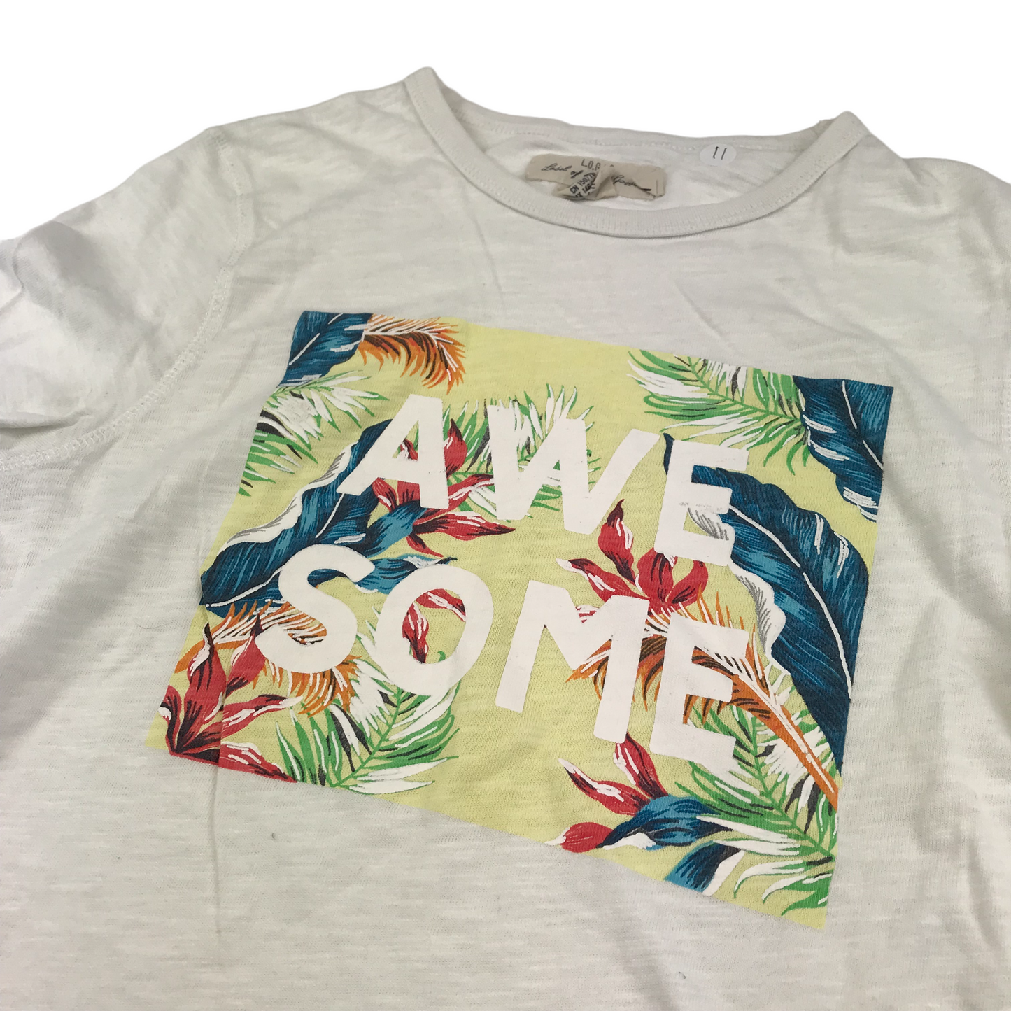 H&M White Awesome Floral Graphic T-shirt Age 11