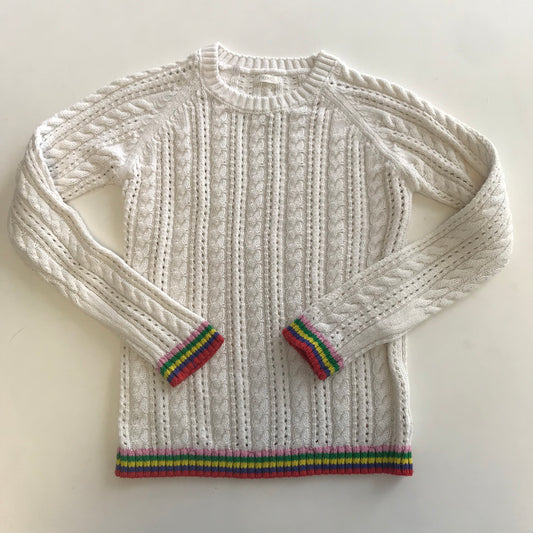 Next White Knitted Jumper with Rainbow Trim Age 11