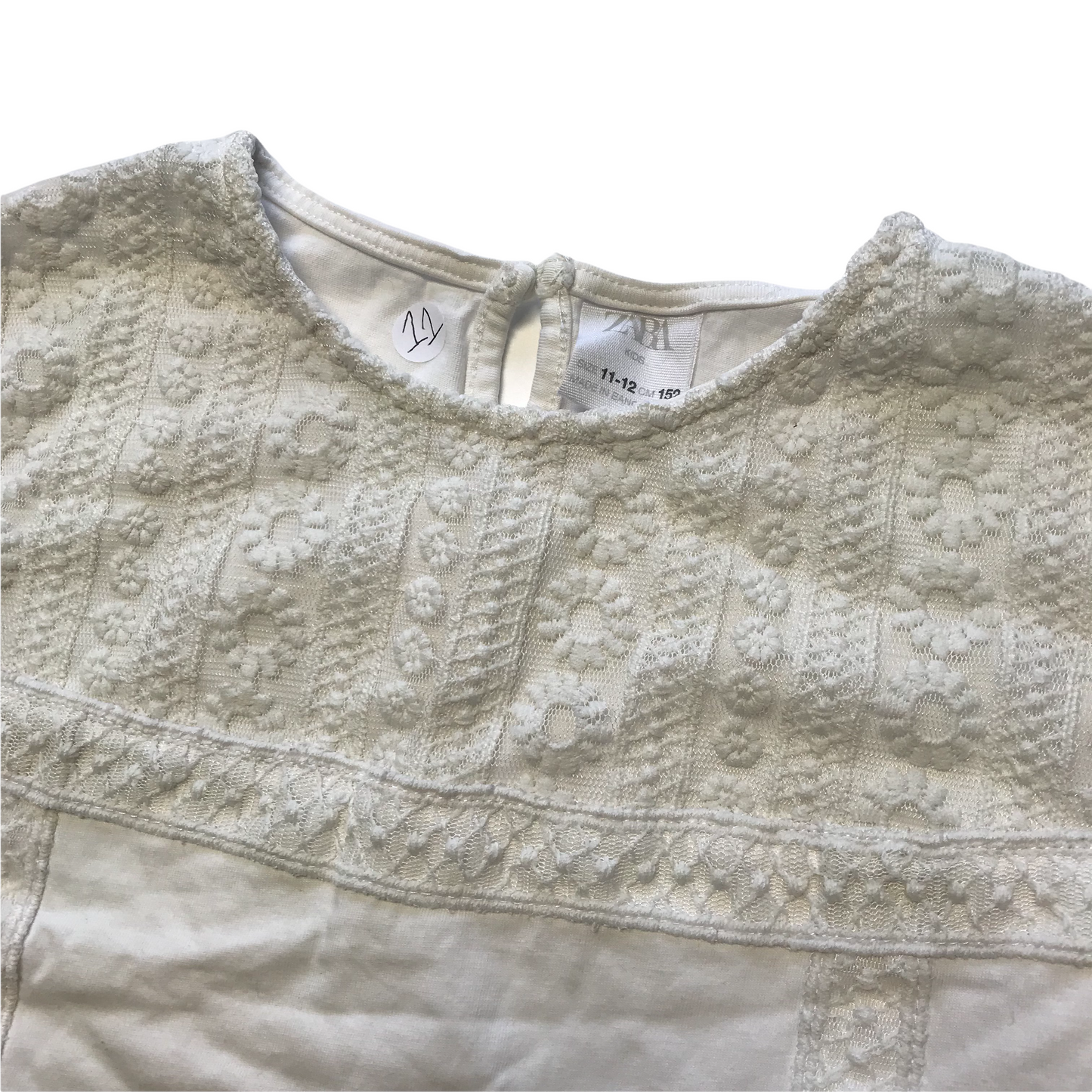 Zara White Floral Lace Detail T-shirt Age 11