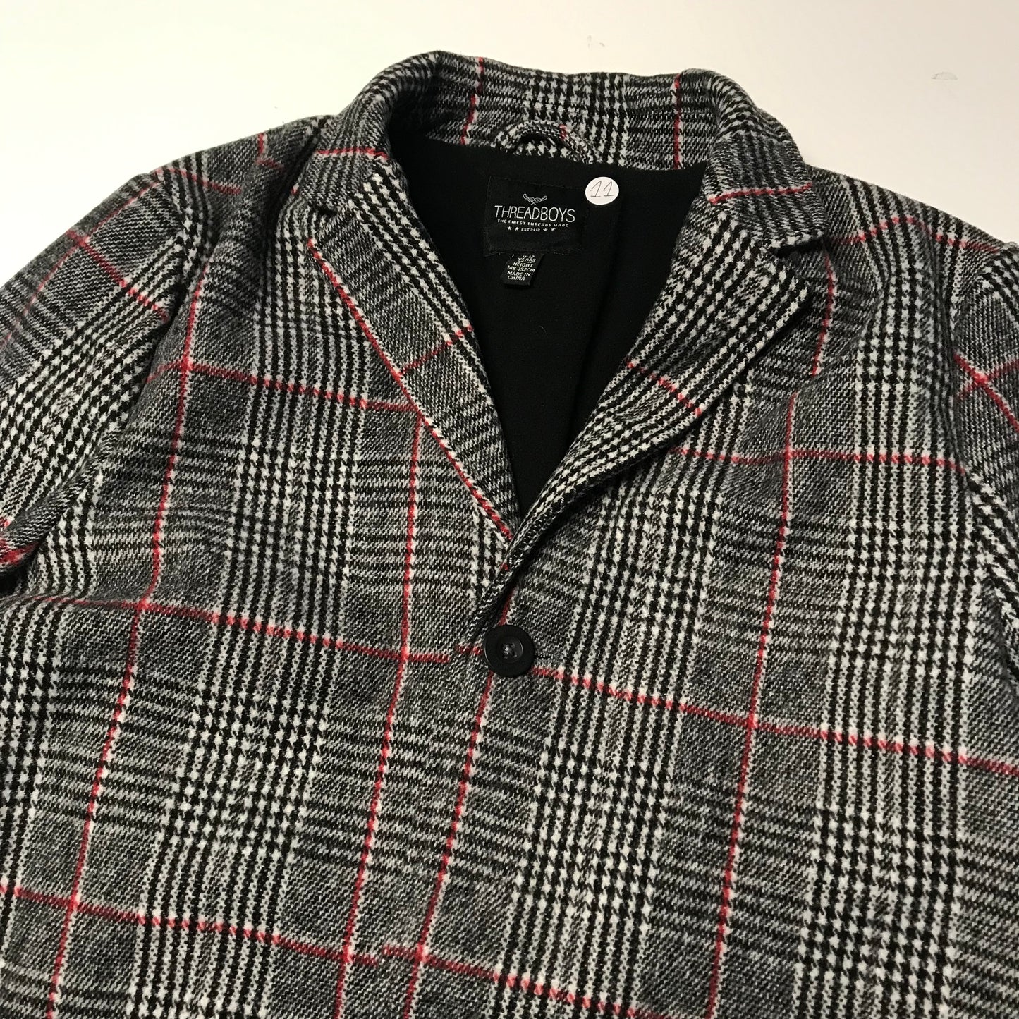 Threadboys Black and White Checked Coat Age 11