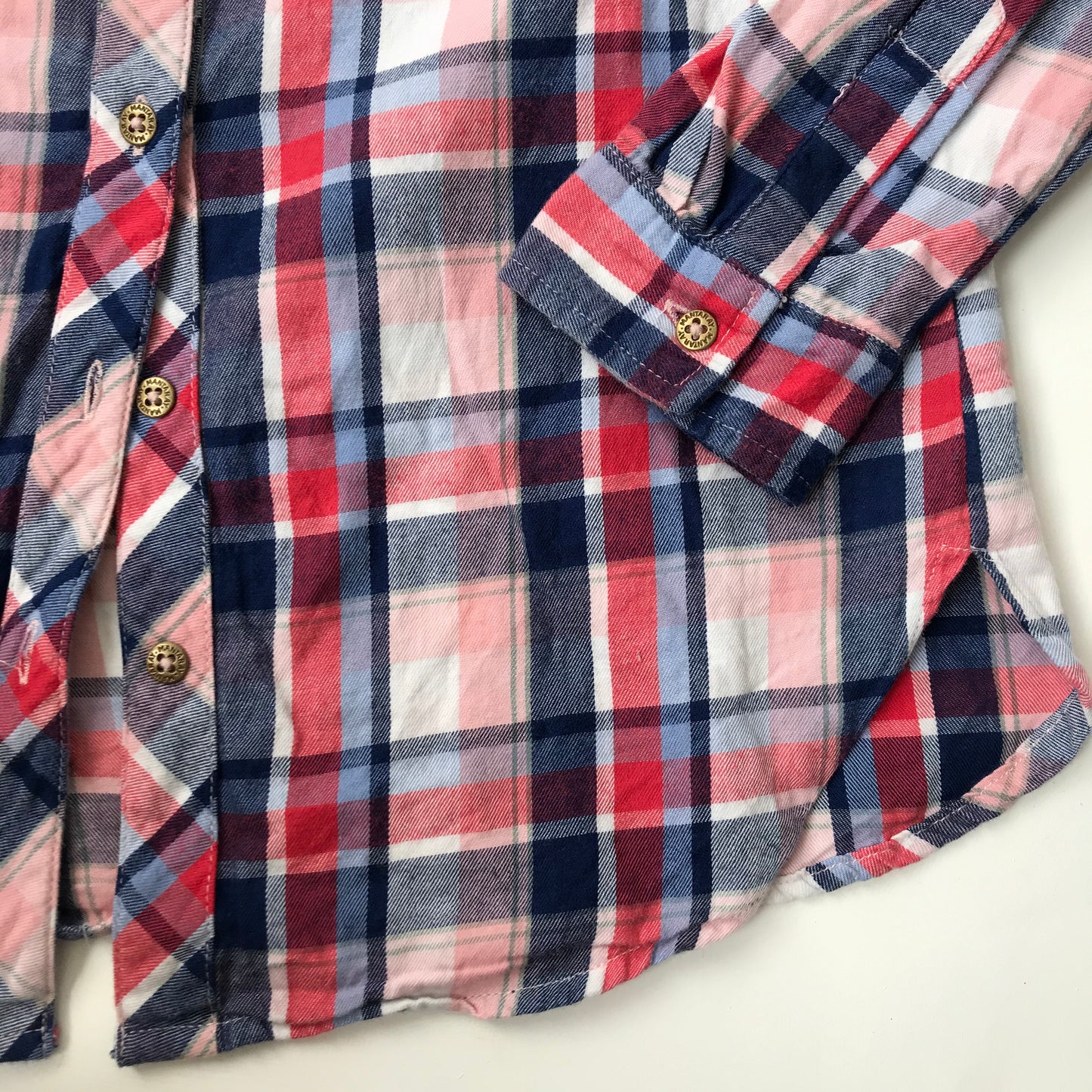 Shirt - Pink Red & Navy Check - Age 9
