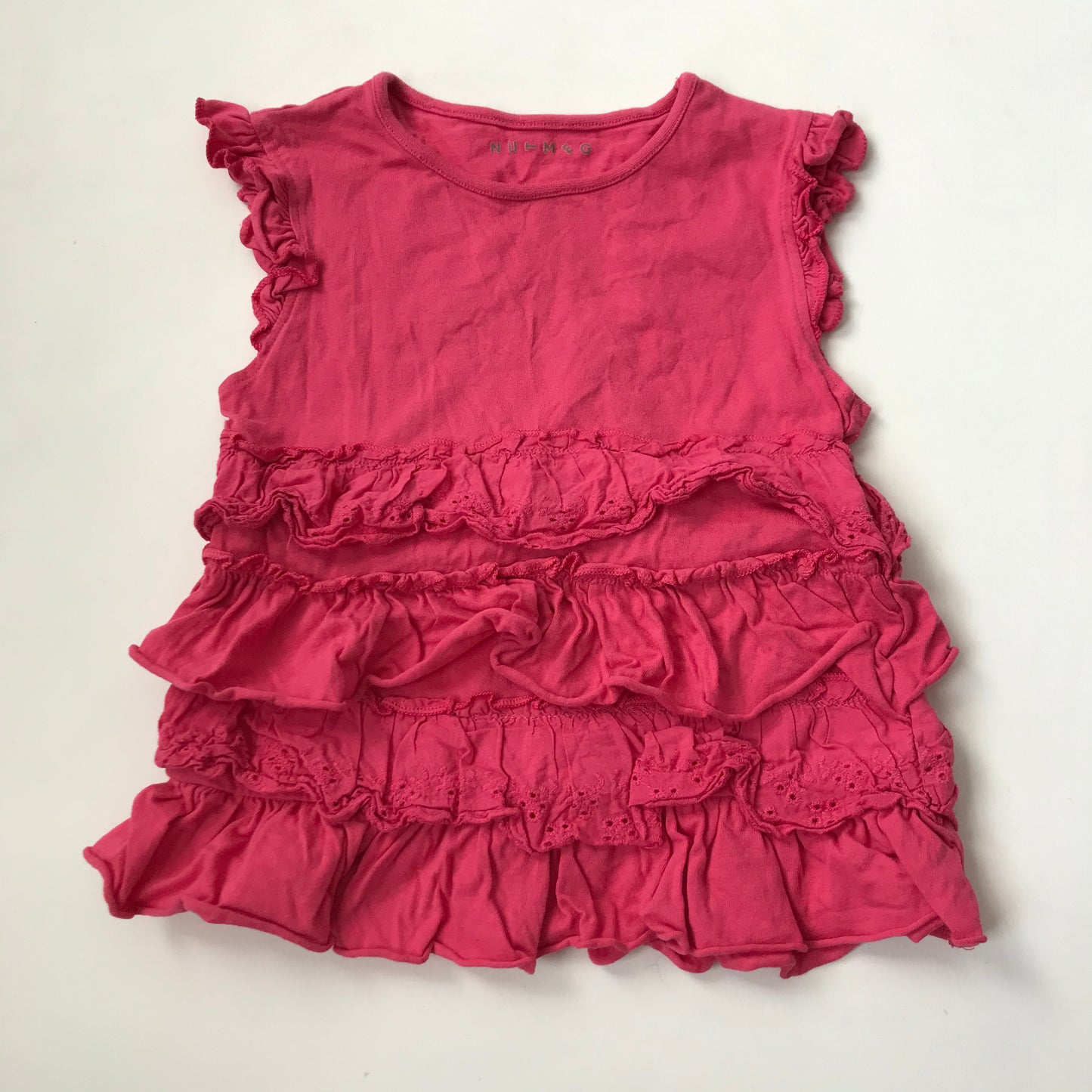 Nutmeg Fuchsia Pink Frilled Top Age 4