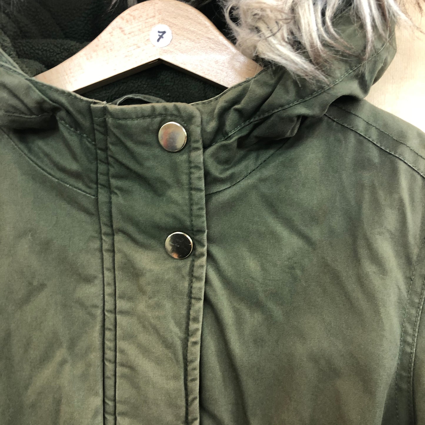 M&S Khaki Green Parka Jacket Age 7