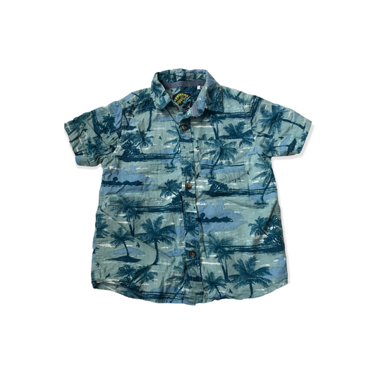 Blue Palm Trees Print Short Sleeve Shirt Age 5