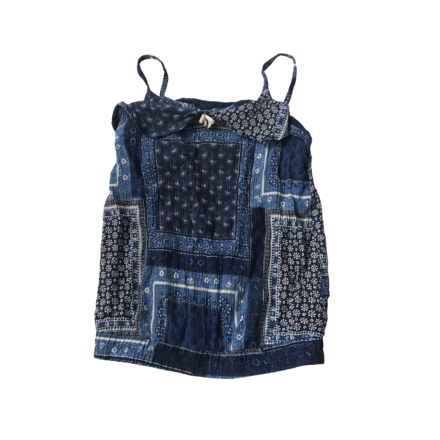 Tu Blue Patchwork Pattern Summer Top Age 8