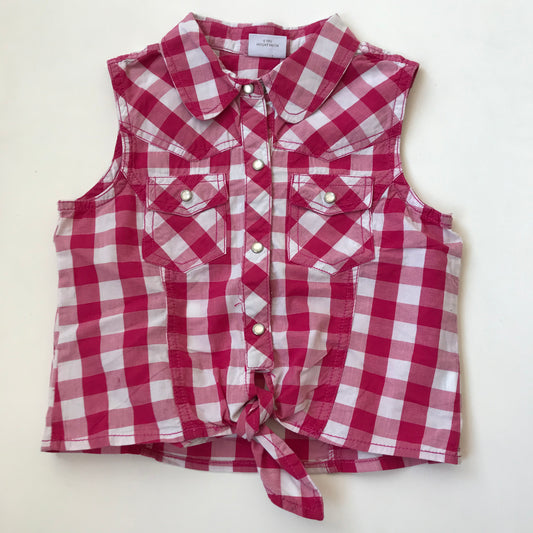 Next Pink and White Checked Sleeveless Shirt Age 6