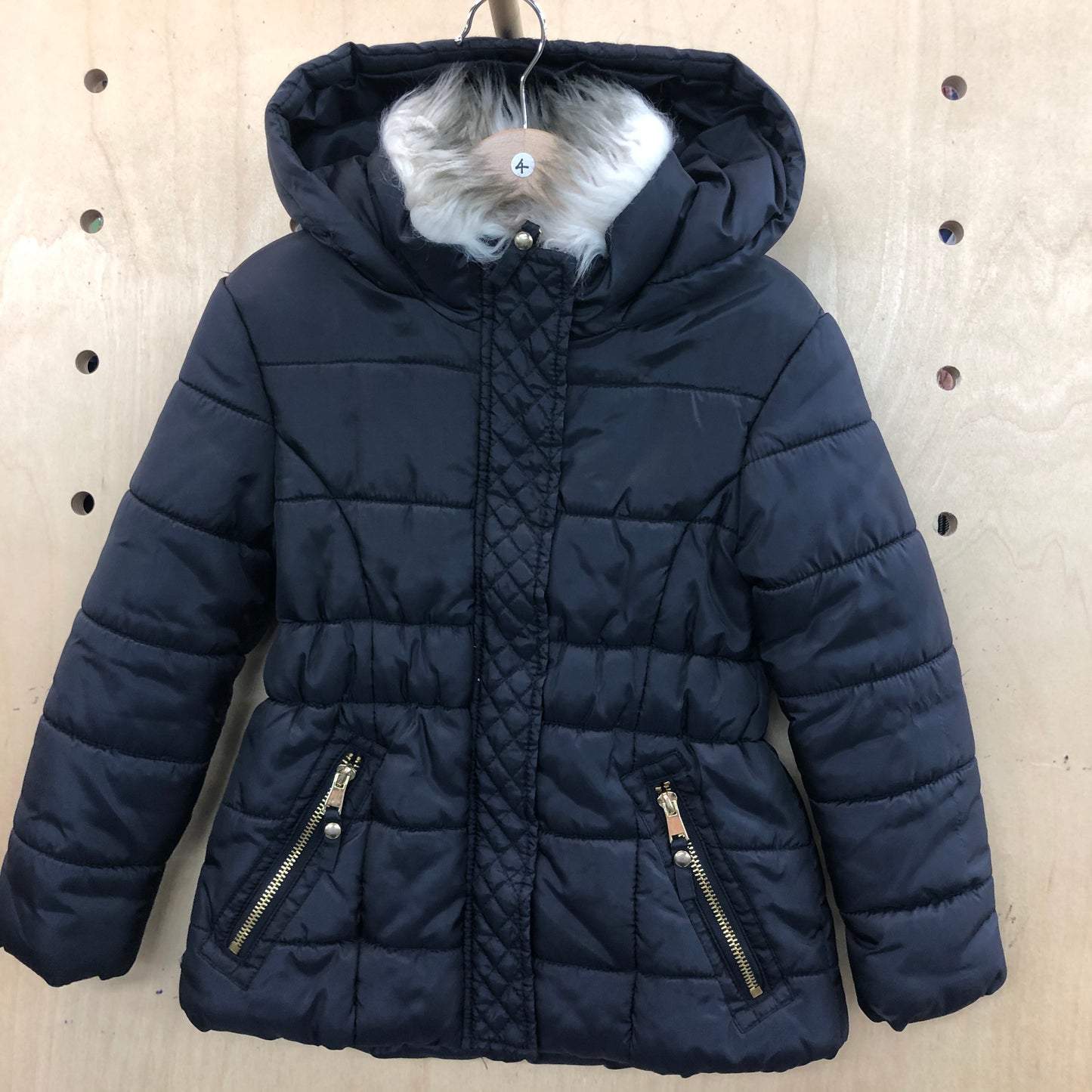 Navy Blue Fitted Puffer Jacket Age 4