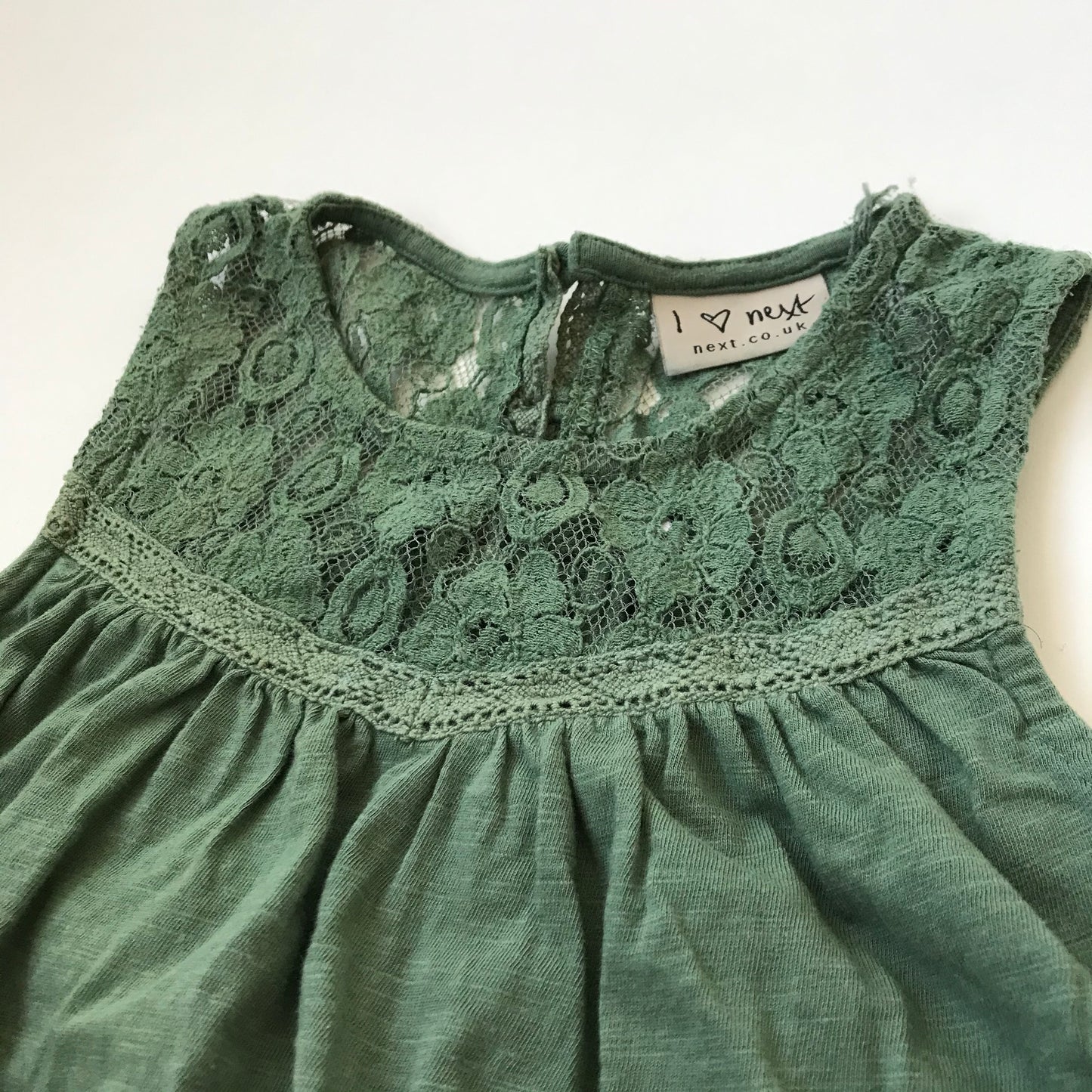 Next Khaki Green Lace Detailed Summer Top Age 7