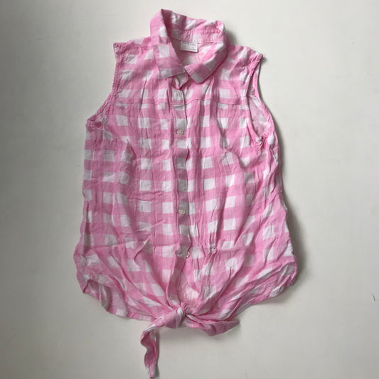 F&F Pink and White Checked Sleeveless Blouse Age 10