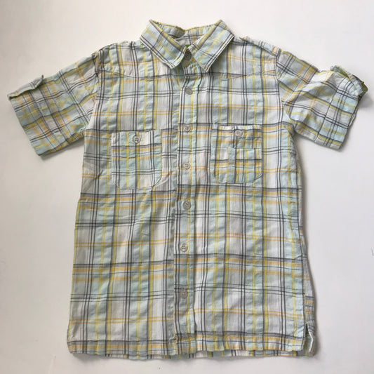 Shirt - Plaid White Green Yellow - Age 5