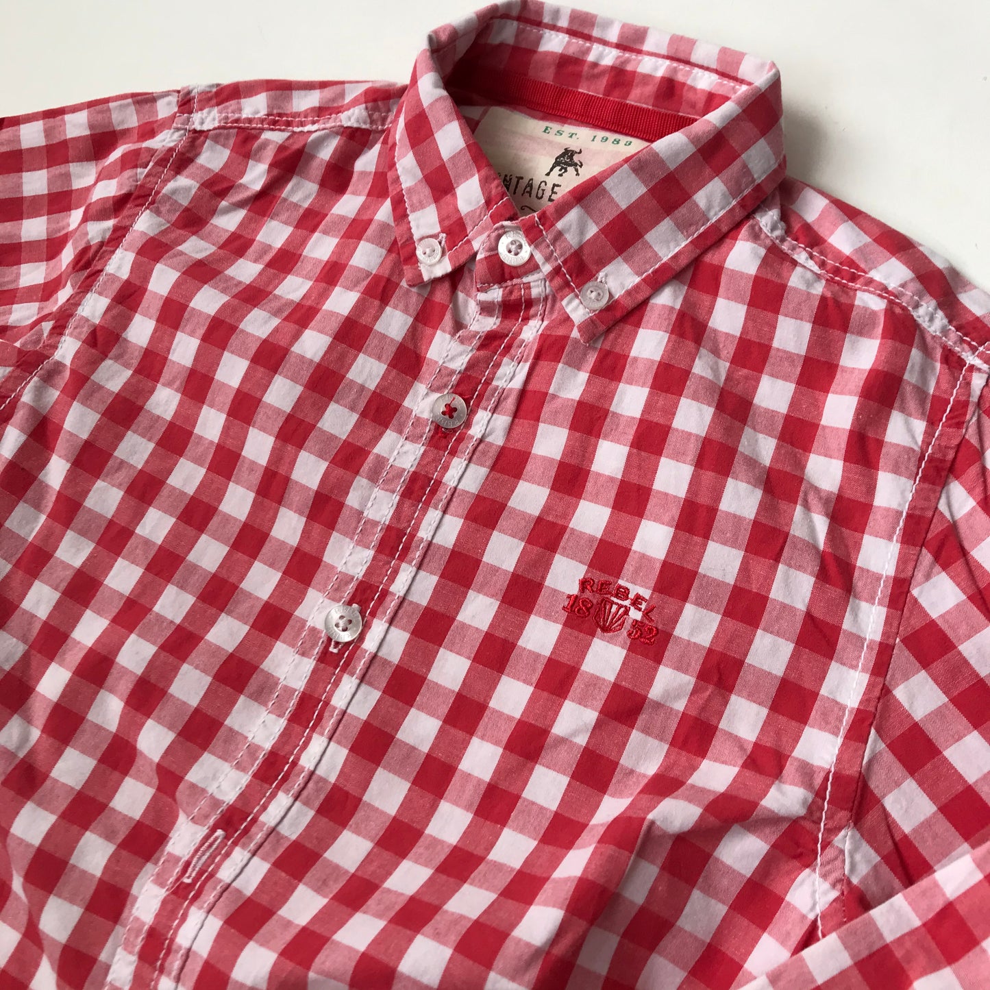 Shirt - Red & White Check - Age 9