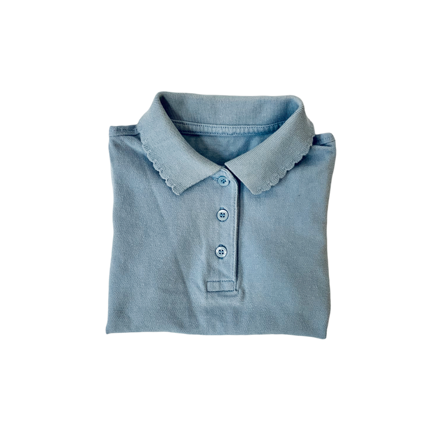 Light Blue School Scalloped Collar Poloshirt