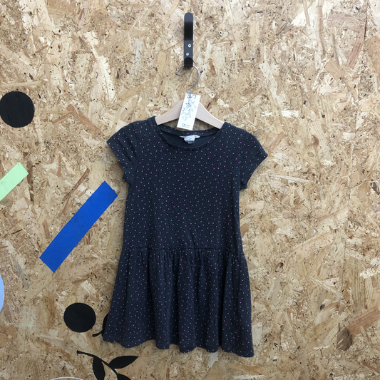 Dress - Age 5 - Black with Pink Dots