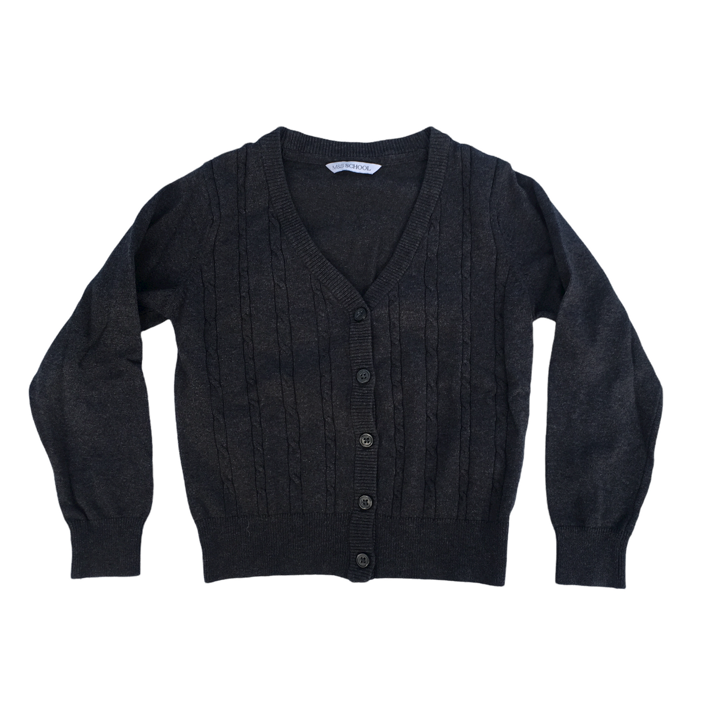 Dark Grey School Cable Knit Cardigan