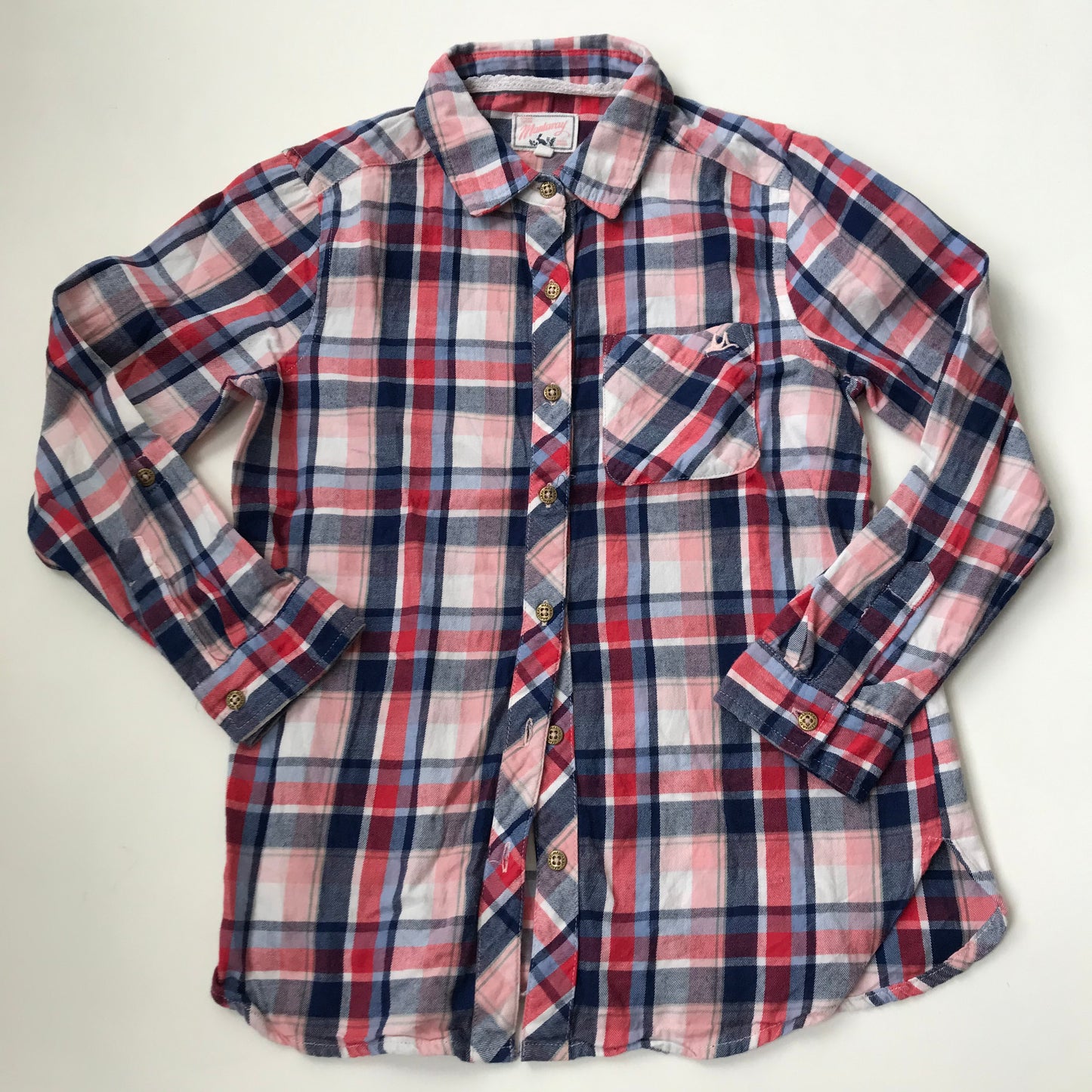 Shirt - Pink Red & Navy Check - Age 9